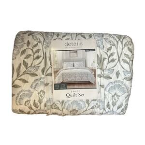 Details by Becki Owens 3 Pc Quilt Set Floral Full / Queen New 2 Shams Quilt